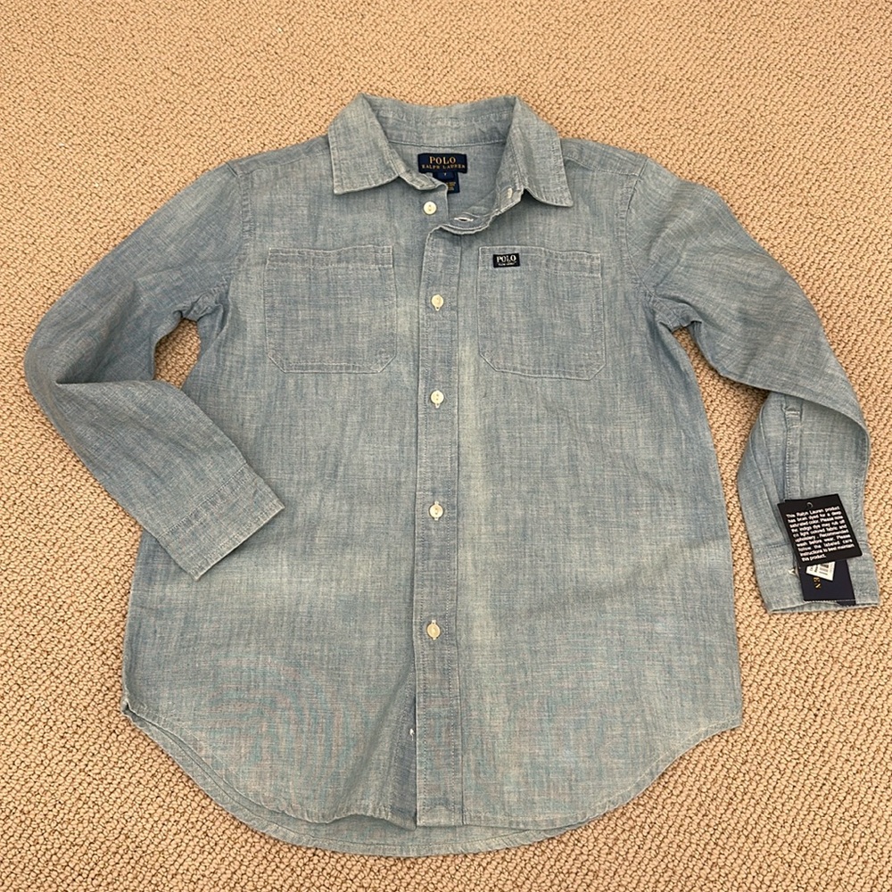 NWT Polo Lauren Distressed Dress Shirt size 7